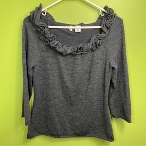 Anthropologie Moth Gray Wool blend Sweater 3/4 Sleeve Charcoal size M